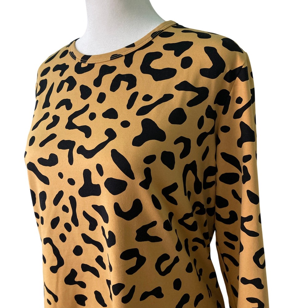 J. McLaughlin Cheetah Print Blouse Catalina Cloth 3/4 Sleeve Caramel (Size L) - Picture 3 of 11